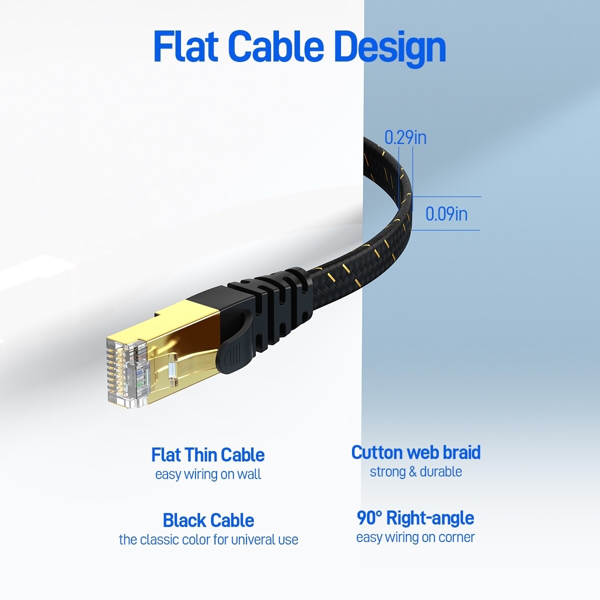 AMPCOM CAT7 Ethernet Cable Fla - Rj45 Jack review and price